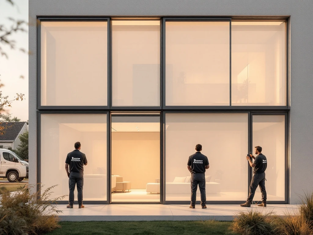 Elegante aluminium buitenschermen op moderne Nederlandse woning met Jordens monteurs tijdens installatie