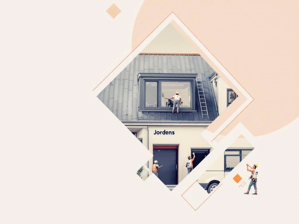 Moderne Nederlandse woning met stijlvolle dakkapel van Jordens, PVC kozijnen en beige gevelwerk, bedrijfswagen op oprit