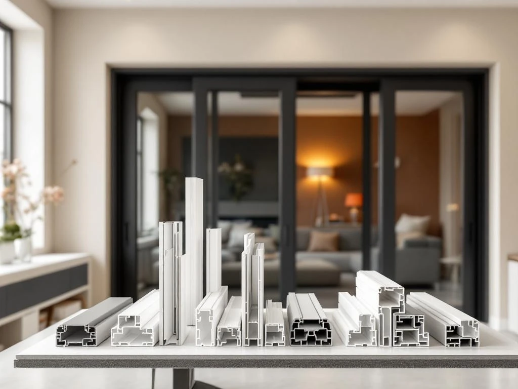 PVC schuifdeuren profielen in wit en antraciet getoond in Jordens showroom met verschillende diktes en designs